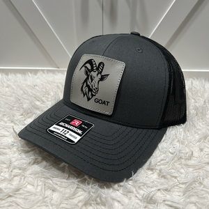 Laser engraved GOAT Trucker Richardson 112 Hat.